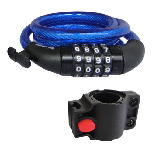 Candado De Cable Benotto Espiral 12x1800mm Con Combinación Color Azul