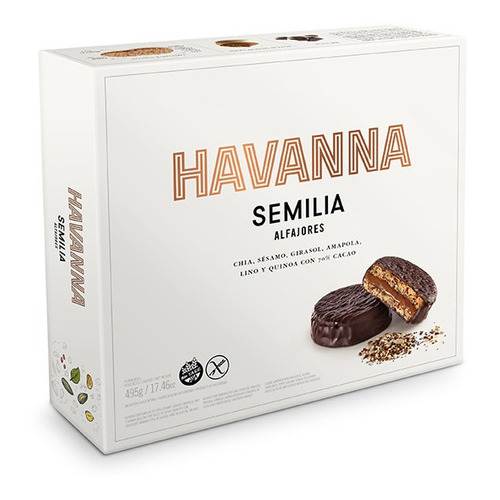 Alfajores Havanna Semilia 70% Cacao Puro 9 Unidades