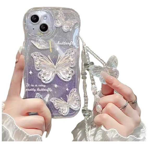 Funda Fashion Case De Lujo Mariposa Con Pulsera Para iPhone