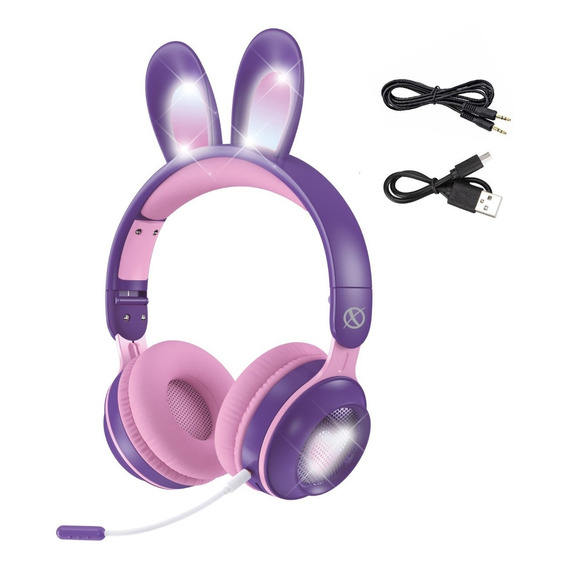 Auriculares Bluetooth Xinua Bunnybrush Luces Mic Desmontable