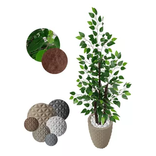 Planta Fícus Verde Artificial Permanente + Vaso Decoração