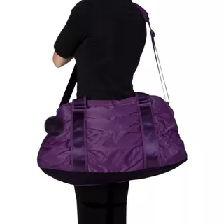 Bolsa Feminina Blogueira Esportiva Fitness Academia Chaveiro Cor Roxo Desenho Do Tecido Liso