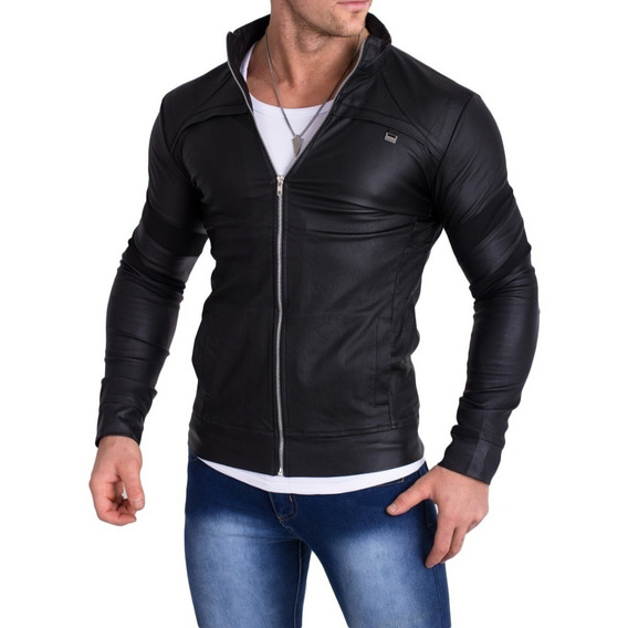 Campera Entallada Elastizada Engomada Ecocuero Slim Fit