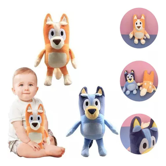 Pack De 2 Muñecos De Peluche Bluey 28cm Hermano Y Hermana Bluey