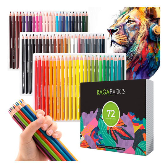 Juego De Lapices Dibujar Pintar De Colores Vibrantes 72 Pz Color Del Trazo Multicolor