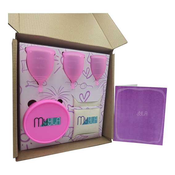 Set  De 3 Copas Menstruales Myyla Cup + Vaso + Bolsa De Tela