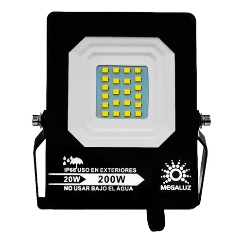Reflector Ultra Delgado 20w Para Exteriores Ip66 Luz Blanca Color de la carcasa Negro