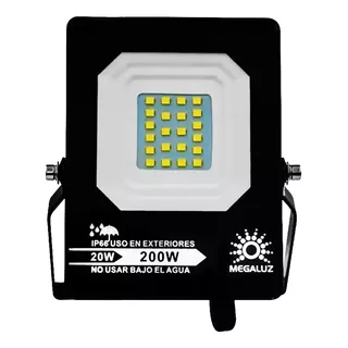 Reflector Ultra Delgado 20w Para Exteriores Ip66 Luz Blanca Color De La Carcasa Negro