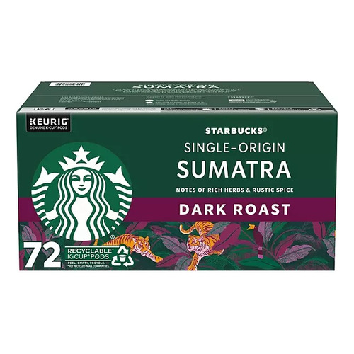Keurig Starbucks Sing-origin Sumatra K-cups, Dark Roast 72pz