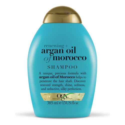 Shampoo OGX Renewing + Aceite de Argán de Marruecos en botella de 385mL por 1 unidad