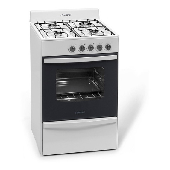 Cocina A Gas Longvie 12231b 56cm Blanca Cajón Parrilla Color Blanco