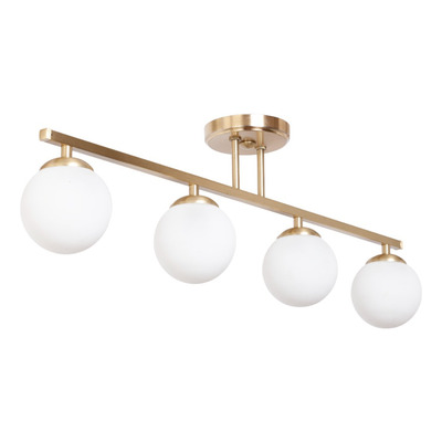 Plafon 2 Luces Barral Elyn Dorado Globo Opal Apto G9 Deco