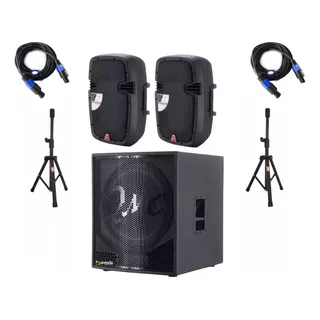 Kit 2.1 Subwoofer 18 Amplificado Satelites Bocinas 10 Qmc 