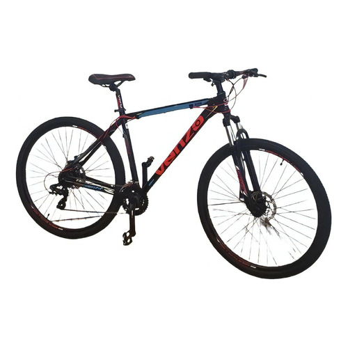 Mountain bike Venzo Skyline R29 L 21v frenos de disco hidráulico cambios Shimano Tourney TX color negro/rojo/celeste  