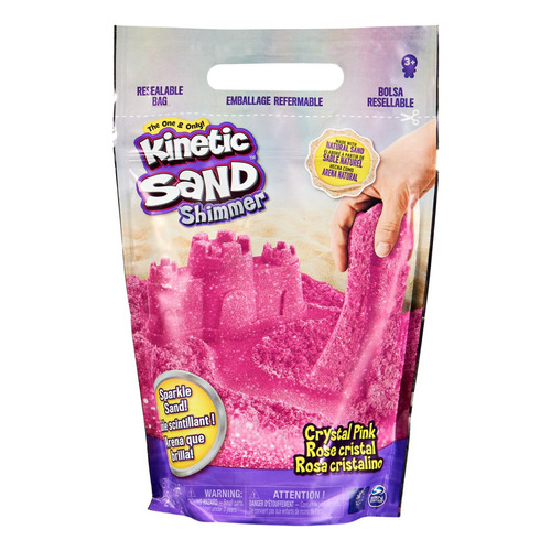 Kinetic Sand Shimmer bolsa de arena rosa cristalino 907g moldeable +3