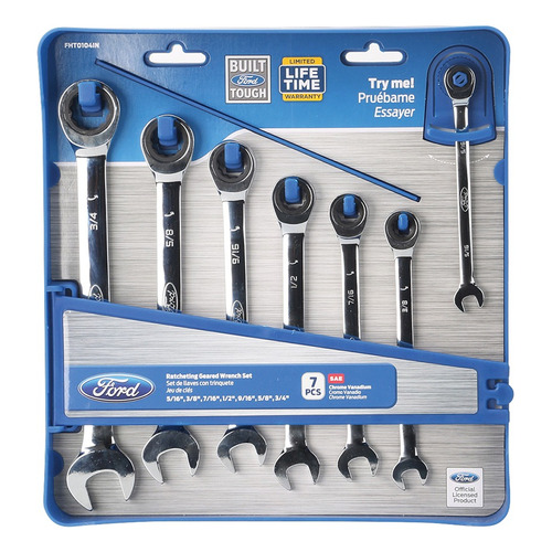 Ford Tools Juego 7 Llaves Con Matraca Reversible Fht0104in Color Plateado