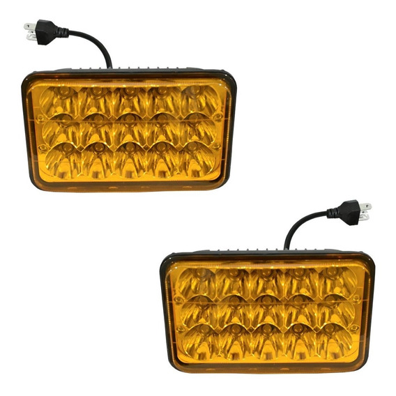 Par Faros 15 Led 4x6 Rectangular Ámbar Alta Y Baja - Italio