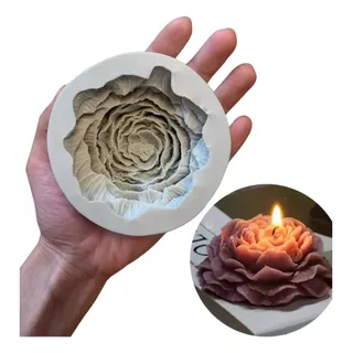 Molde Silicona Grande Peonía Flor Para Repostería Vela 