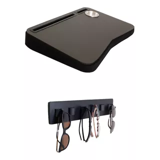 Suporte Notebook Base Espuma Com Suporte Oculos Couro. Kit.