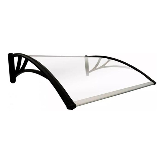 Alero Policarbonato Transparente Y Soporte Negro 1.2 X 0.8 M