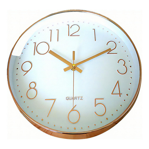 Reloj De Pared Silencioso, Moderno Y Grande De Cuarzo Color de la estructura Oro rosado Color del fondo Oro rosado