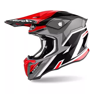 Capacete Airoh Twist 2.0 Shaken Cinza Vermelho Motocross