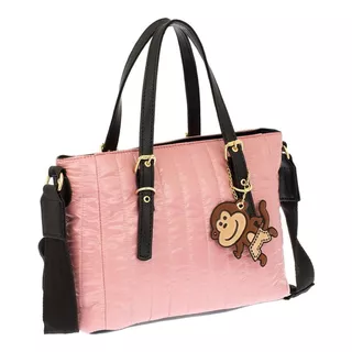 Bolsa Lover Nylon Crossbody Ultra Ligera Dama Mujer 9556 Acabado De Los Herrajes Brillante Color Rosa Color De La Correa De Hombro Negro