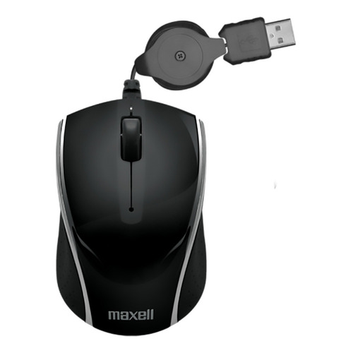 Mouse Optico Retractil Usb Maxell Compatible Mac Y Pc Color Negro