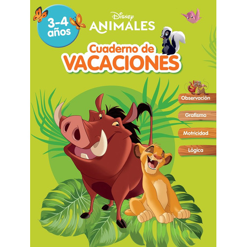 Cuaderno De Vacaciones Animales Disney 3 4 Aãâos Aprendo Con, De Disney. Editorial Cliper Plus En Español