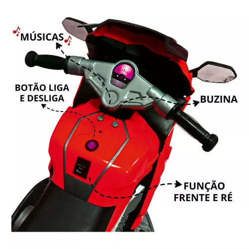 Moto Eletrica Infantil Motinha Criança 6v Com Luz E Som