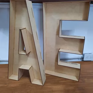 Letras Huecas Carteleria, Eventos X 5 Unidades 58cm Mdf 3mm