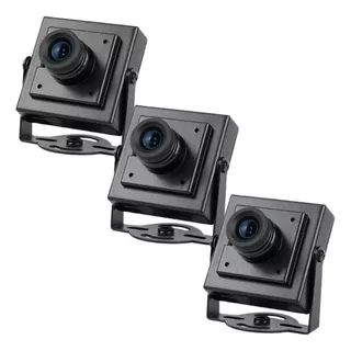 Kit 3 Mini Micro Camera Com Audio 2000 Linhas Mod 507 Cor Preto