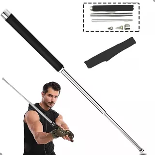 Bastón  Retráctil Táctico Defensa Personal 64cm Para Fuerte