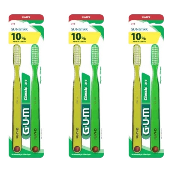 Combo X3 Gum Cepillo Dental Classic 411 Suave