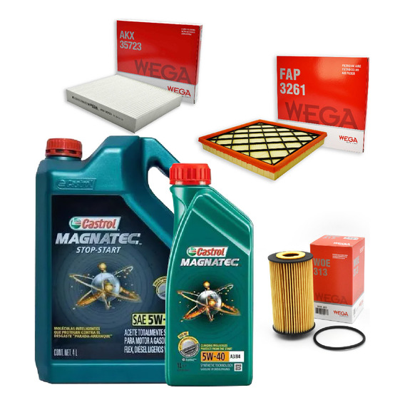 Kit 3 Filtros + 5l Aceite Castrol 5w40 Chevrolet Cruze 1,8