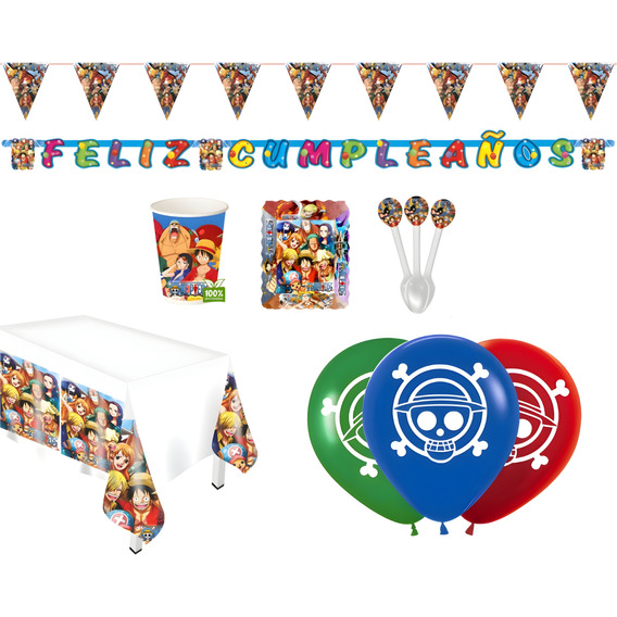 Kit Infantil Decoración Fiesta - One Piece X12 Invitados