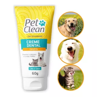 Creme Dental Para Cachorro E Gato Pet Clean 60g Mau Hálito