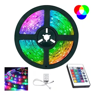 Fita Led Rgb 3528 Colorida 5m + Controle 300 Led Decoração Tensão De Operação 12v 110v/220v