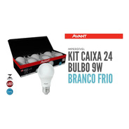 Kit Caixa Pack 24 Lampada Bulbo 9w Branco Frio 6500k Avant 