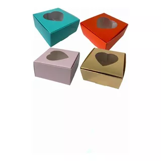 Pack 12 Cajas Visor Corazón Bombones Chocolates Galletitas 
