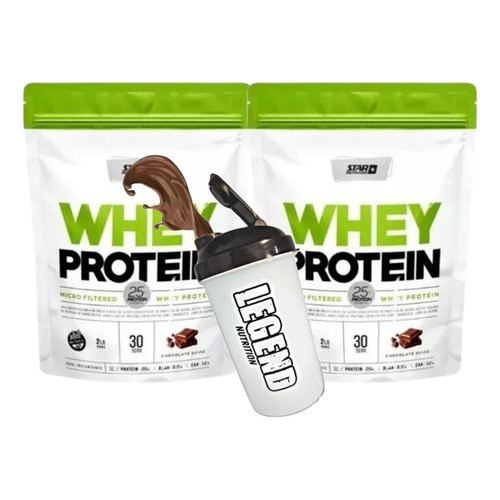 Star Nutrition Whey Protein Proteínas Sabor Chocolate De 908g Pack X2 Vaso Legend 600 Ml