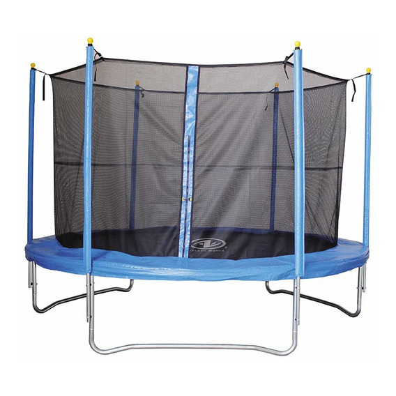 Cama elástica Inflables World 305 cm, color del cobertor de resortes azul y lona negra