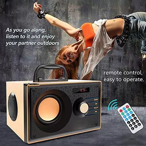  Altavoces Bluetooth inalámbricos portátiles con radio FM,  subwoofer, reproductor de MP3, control remoto AUX, altavoz de fiesta de  graves ricos, sonido estéreo claro, altavoces de escritorio para el hogar  al aire