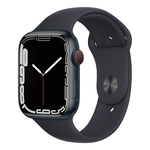 Apple Watch Series 7 (GPS + Cellular, 45mm) - Caja de aluminio color medianoche - Correa deportiva azul medianoche