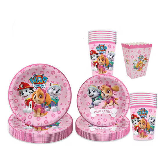 Platos Vaso Dulceros Personajes 52 Pz Fiesta Paw Patrol