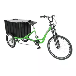 Triciclo Carga Multiuso 150kg Marchas Caixa Fechada Verde