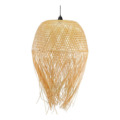 Colgante Deco Moderno De Bambu 50x80 Natural Apto Led E27 
