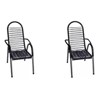 2un Cadeiras De Varanda Alpendre Área Cordinha Fio Espaguete Cor Preto Lisa