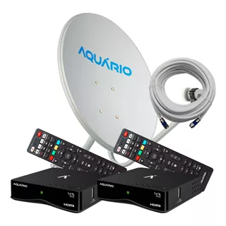 Kit Antena Parabólica 2 Receptor Digital Lnb Duplo Ku 60cm 