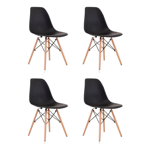 Silla De Comedor Eames Lumax Color Negro, 4 Unidades